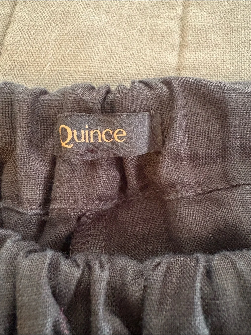 Quince Black Elastic-Waist Linen Crop Pants
